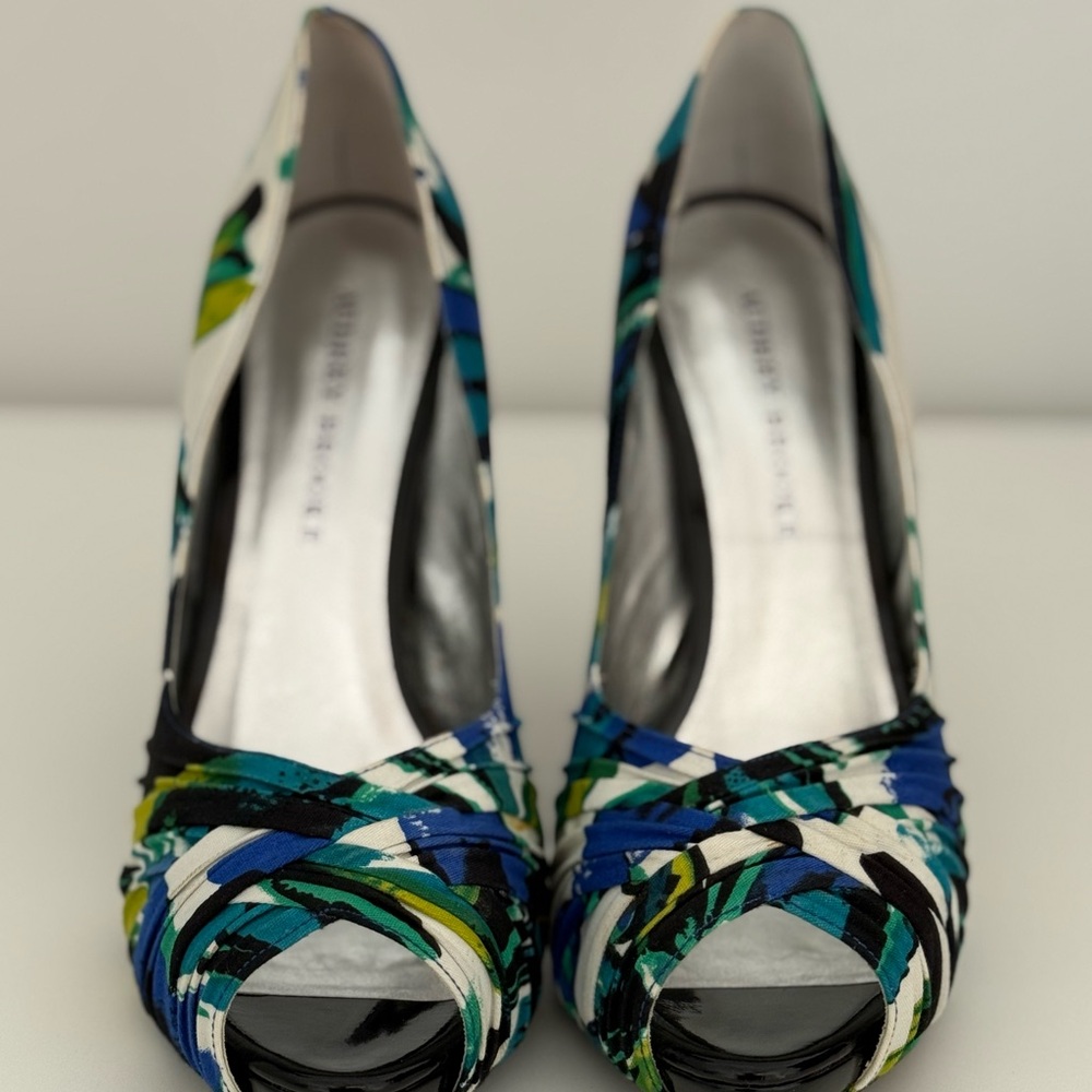 Colorful Patterned Peep-Toe Heels